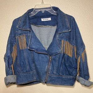 Blue Denim Jacket with Fringe